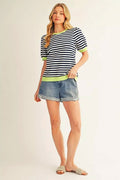 Jodifl Navy Striped Top
