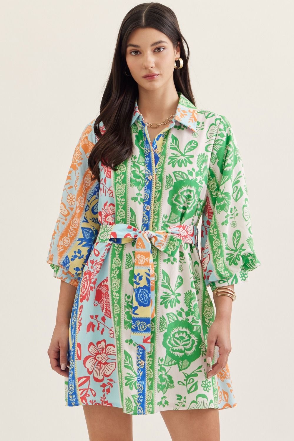 entro Multi Colored Dress with Tie