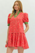 entro Coral and Green Dress