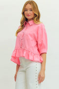 entro Pink Ruffle Shirt