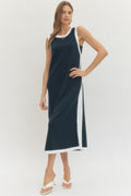 entro Long Navy and White Dress