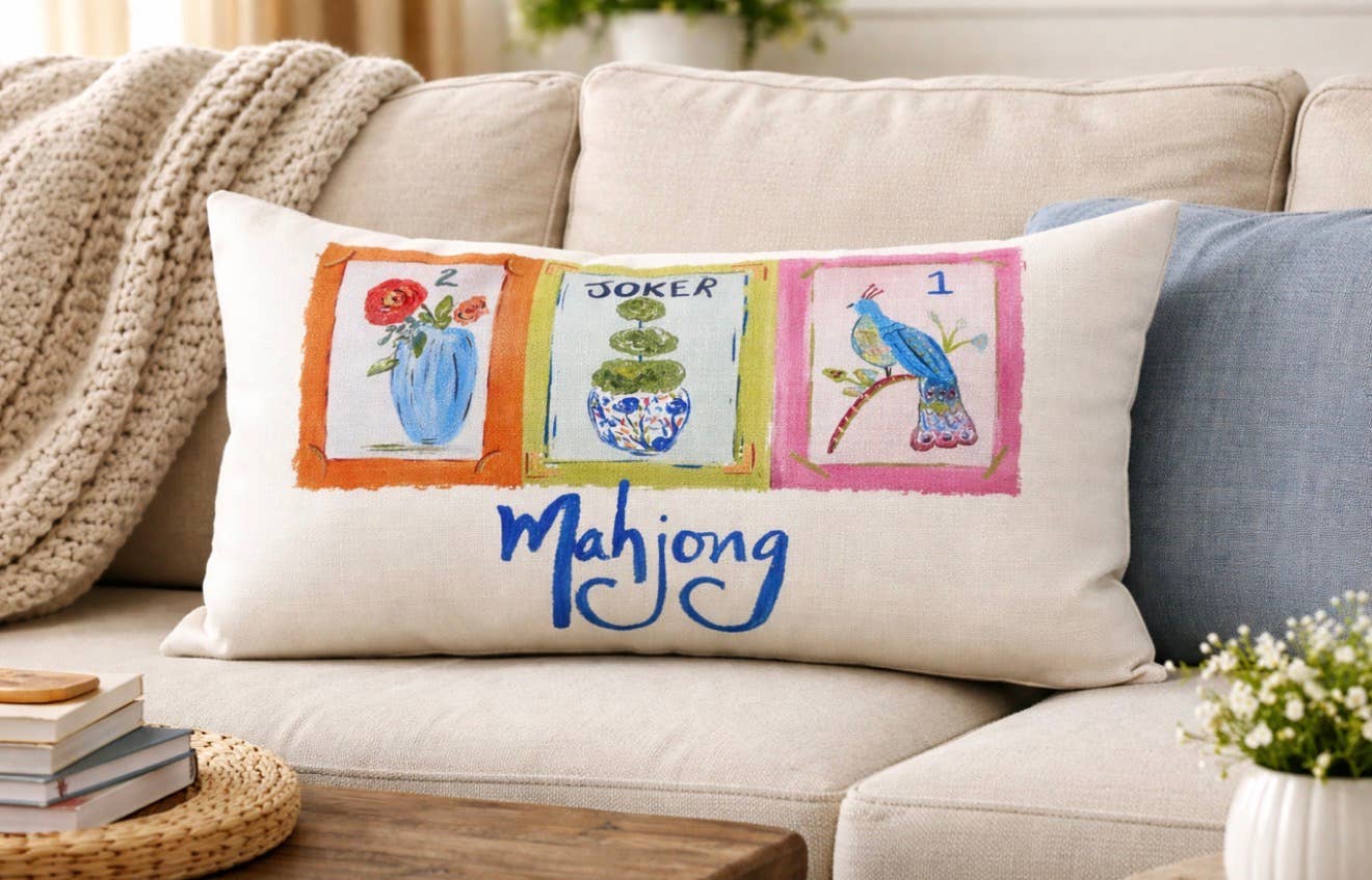 Colorful Mahjong Lumbar Pillow 