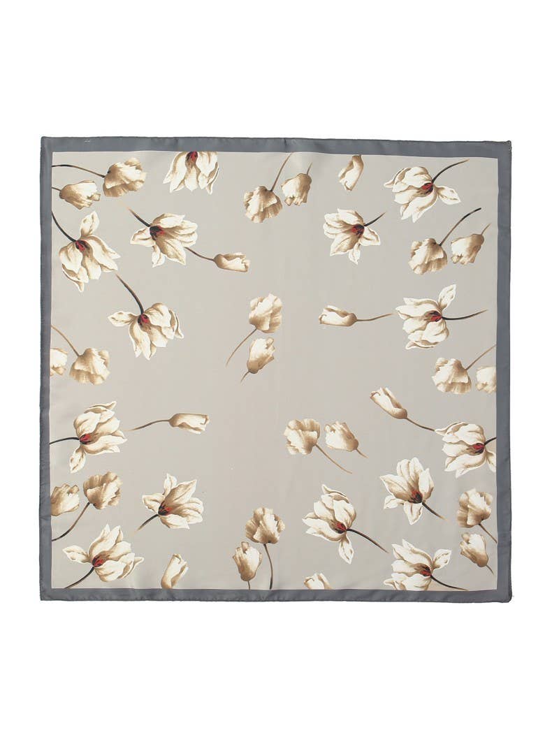 Flower Print Silky Feeling Bandana Scarf