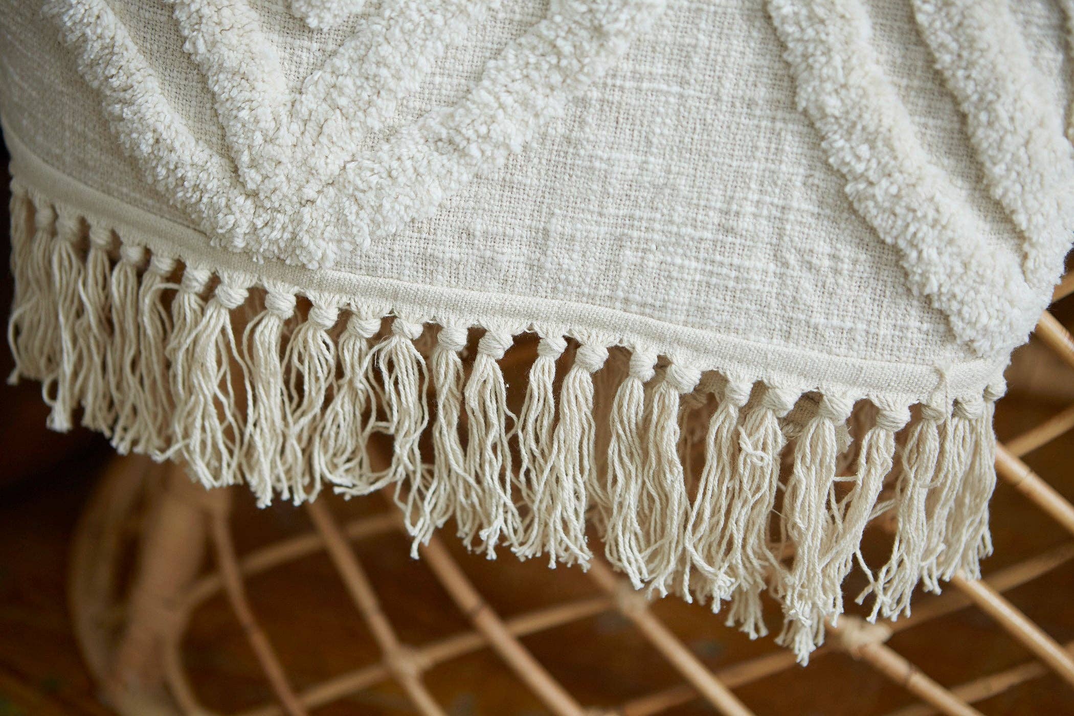 Diamond Tufted Cotton Slub Throw/Blanket