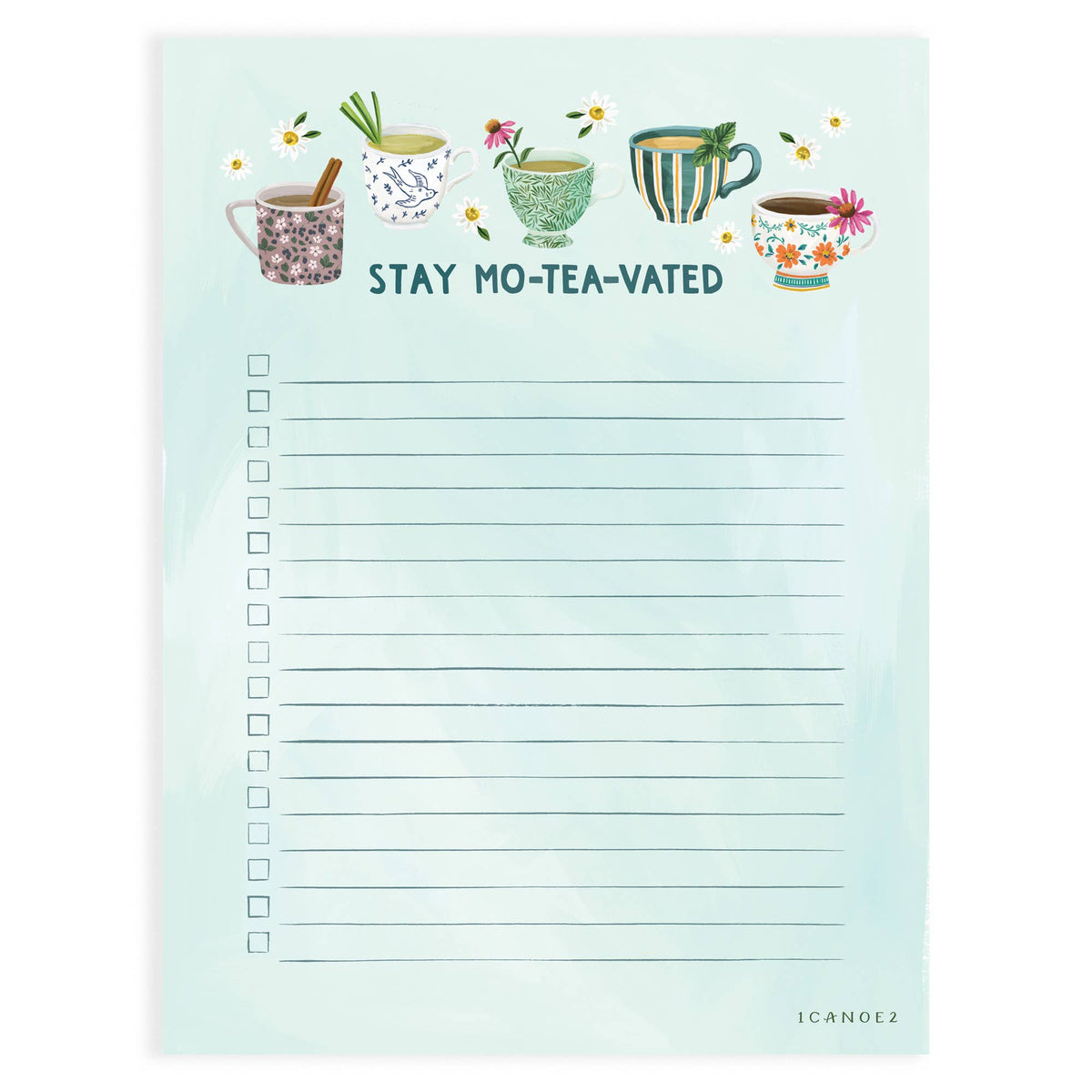 Stay Motivated Teacups 6x8 Lined Notepad