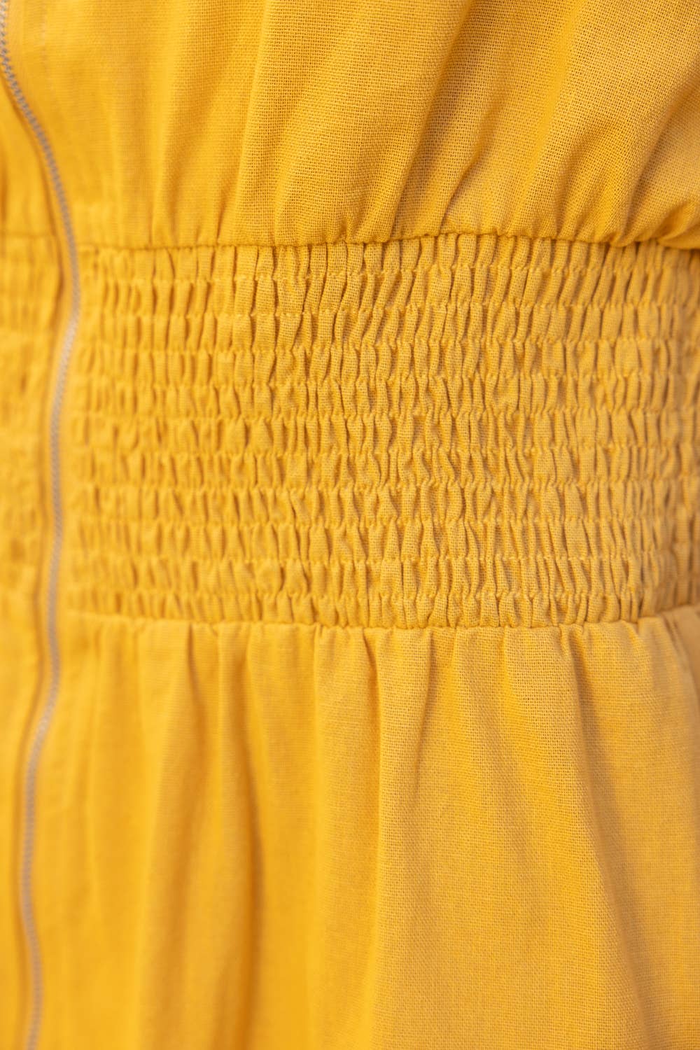 Smocked Waist Zip Up Sleeveless Mini Dress