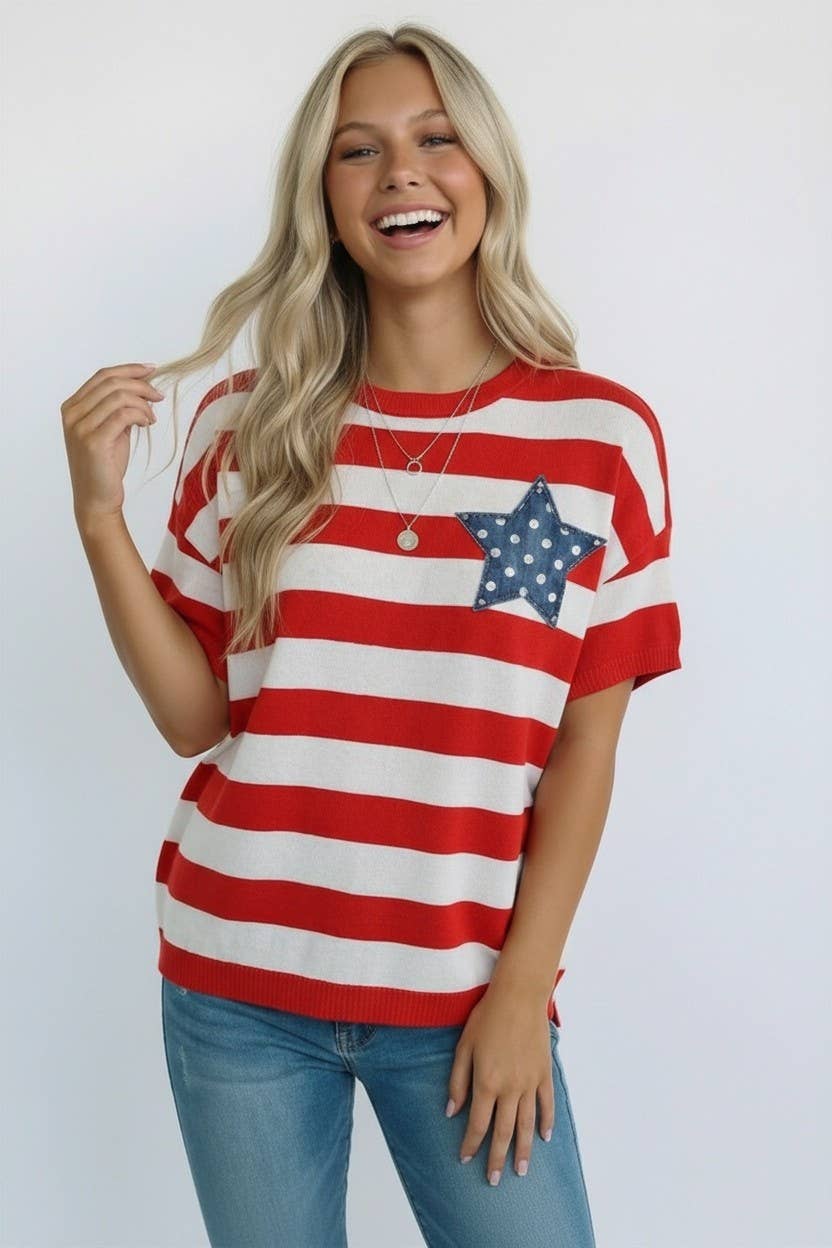 Stripe Star Patch Top