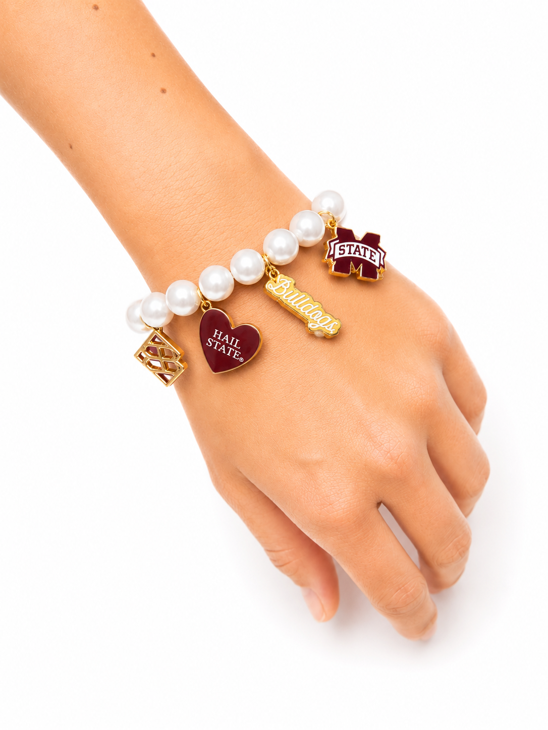 Mississippi State Pearl Charm Bracelet