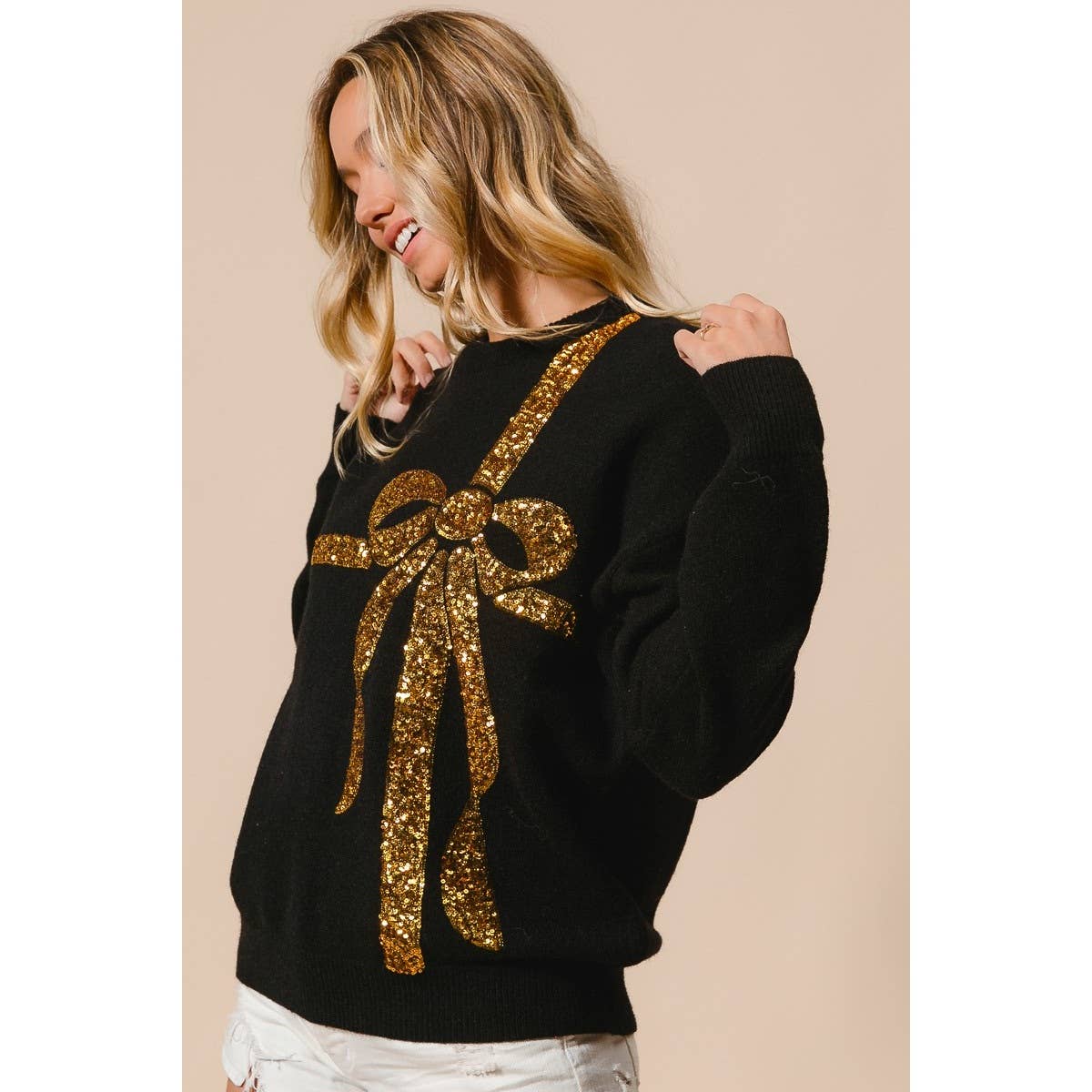 Bow Sequins Sweater