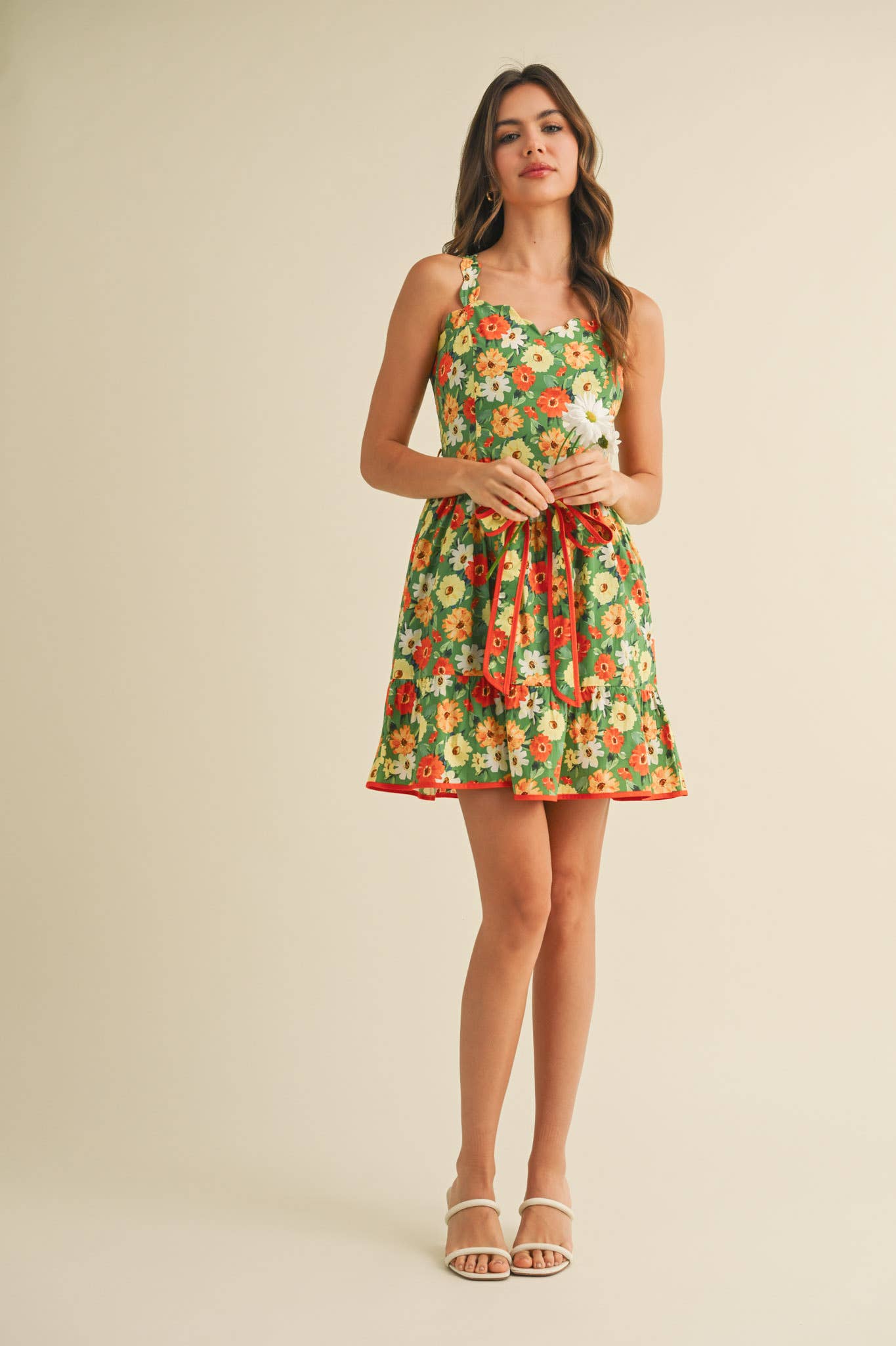 Floral Scalloped Mini Dress