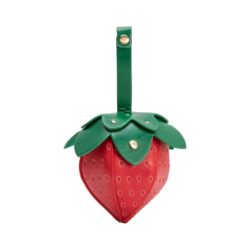 Strawberry Red Small Vegan Leather Wristlet