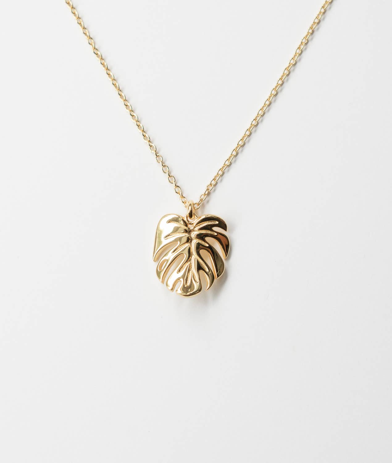 Monstera Deliciosa Necklace Gold & White Gold