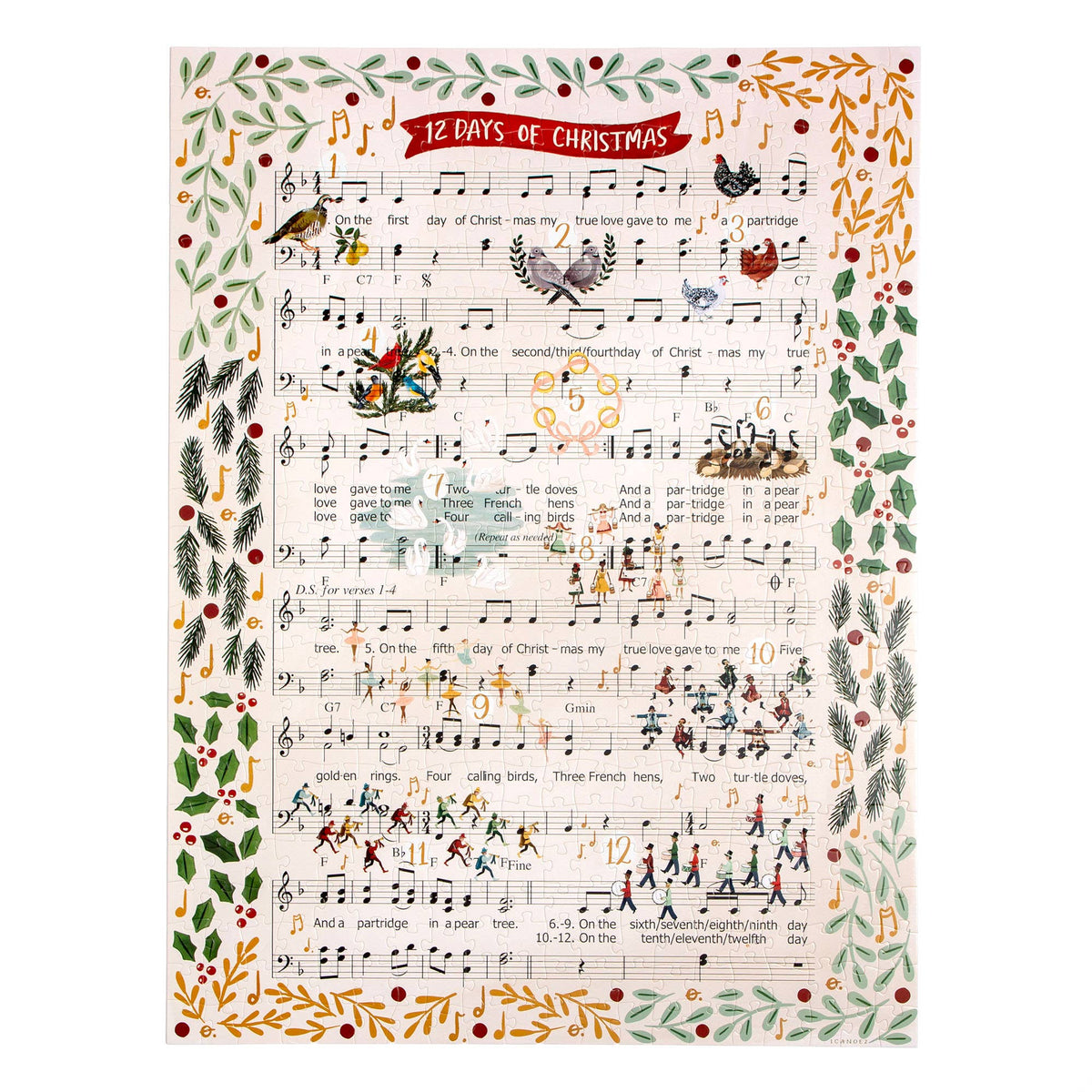 12 Days of Christmas Music - 500 Piece Jigsaw Puzzle