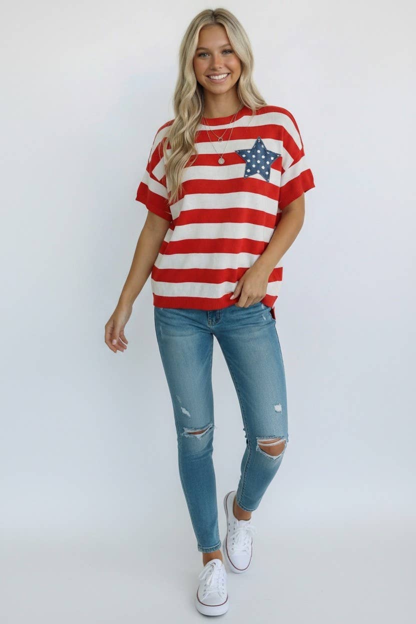 Stripe Star Patch Top