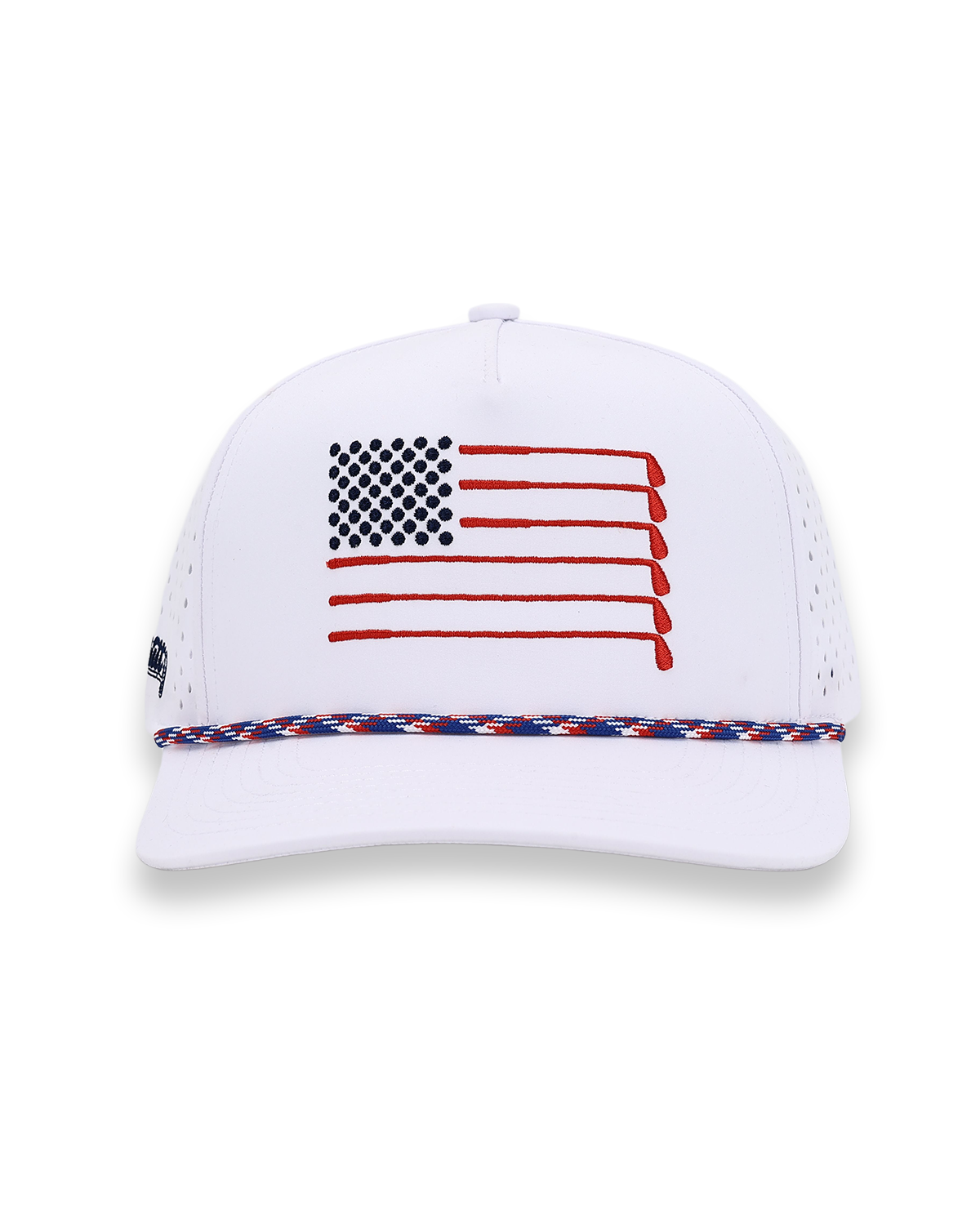 American Flag Rope Flat Bill Hat (white)