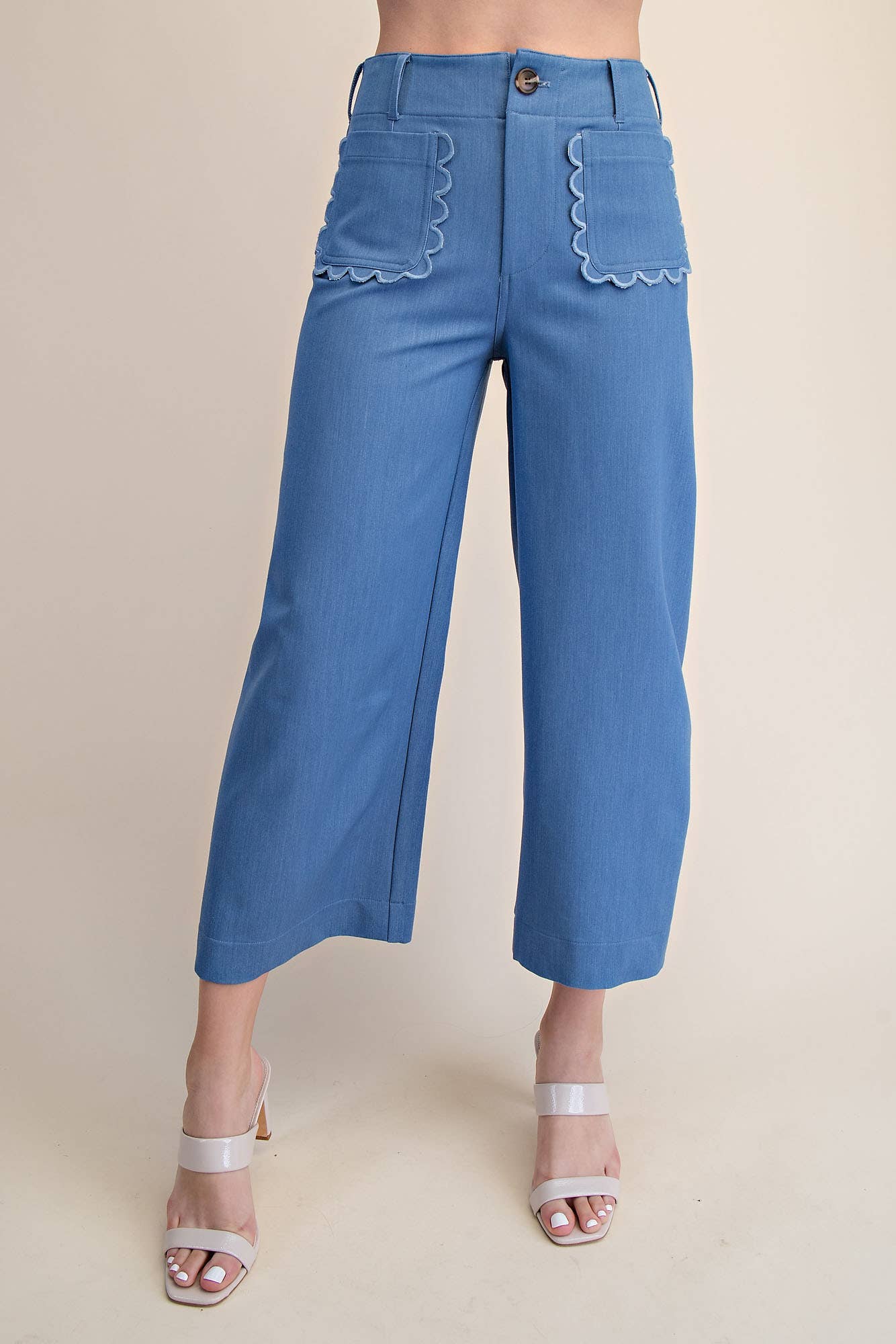 Cropped Scallop Pocket Wide-Leg Colette Pants