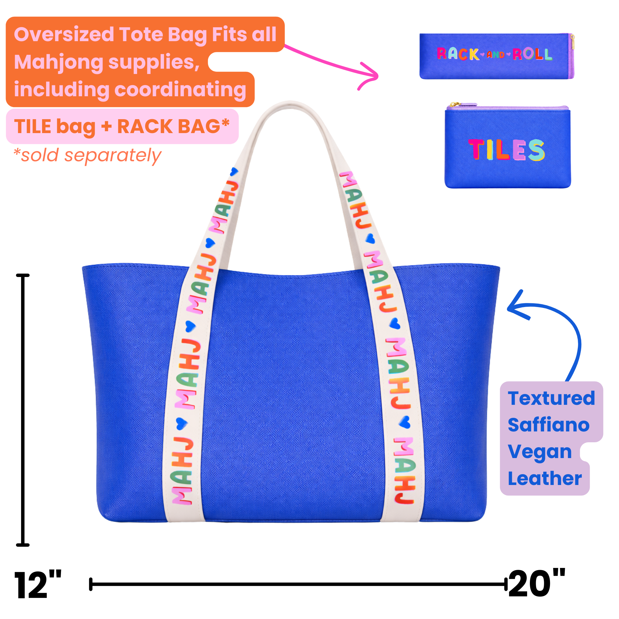 Mahjong Tote Bag Mahjong Tile Bag Leather | Blue