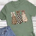 Christmas Tree Trio Leopard Check Graphic Tee