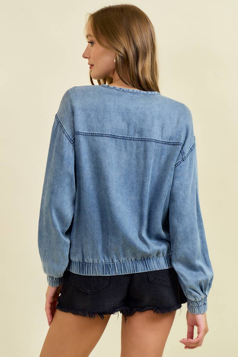 Denim Bomber Jacket W/ Zipper