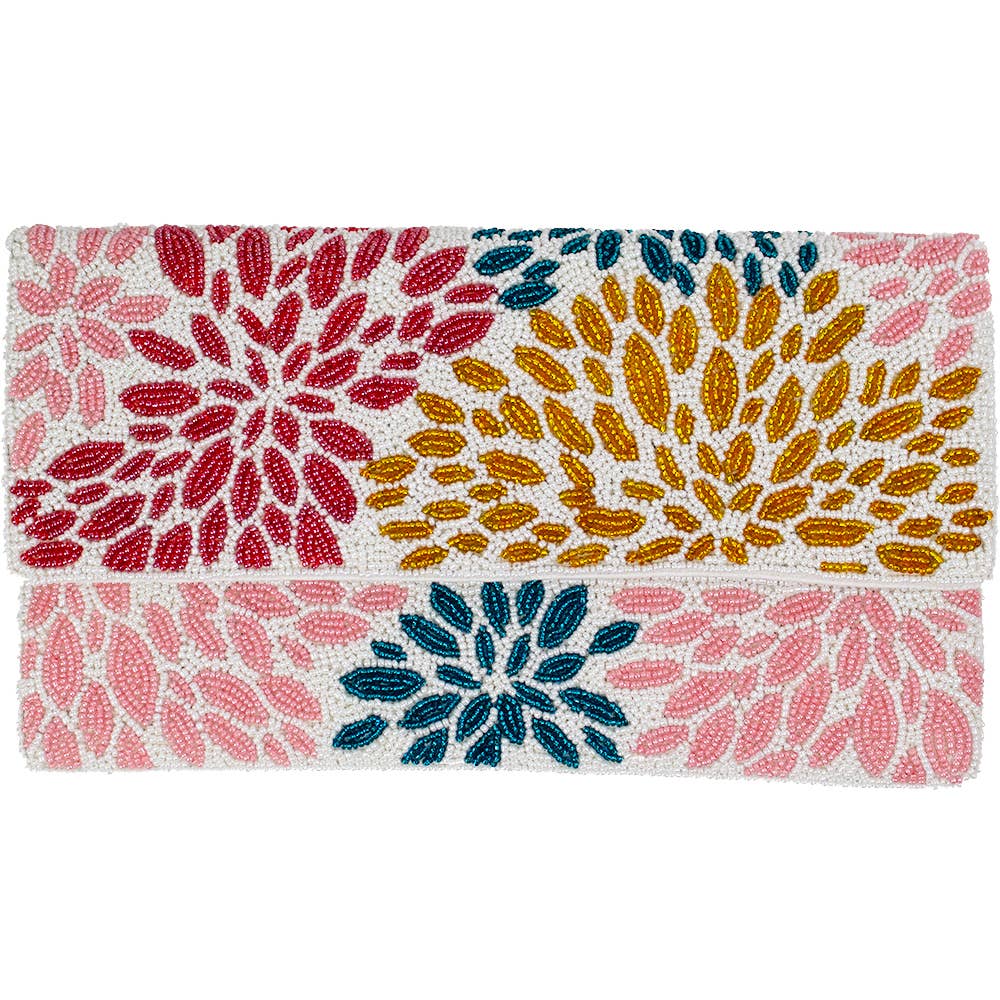Colorful Floral Beaded Clutch