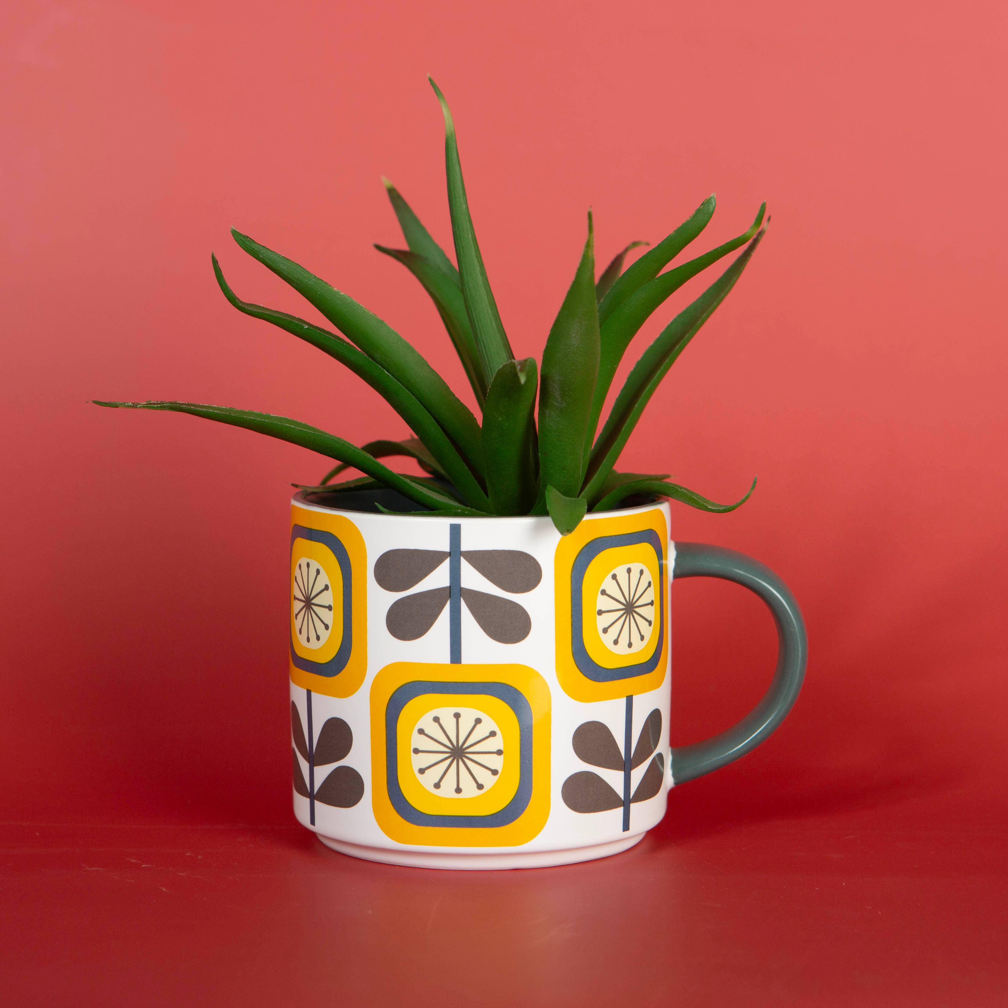 Sunflower Fall Mid Century Modern Stackable Matte Coffee Mug