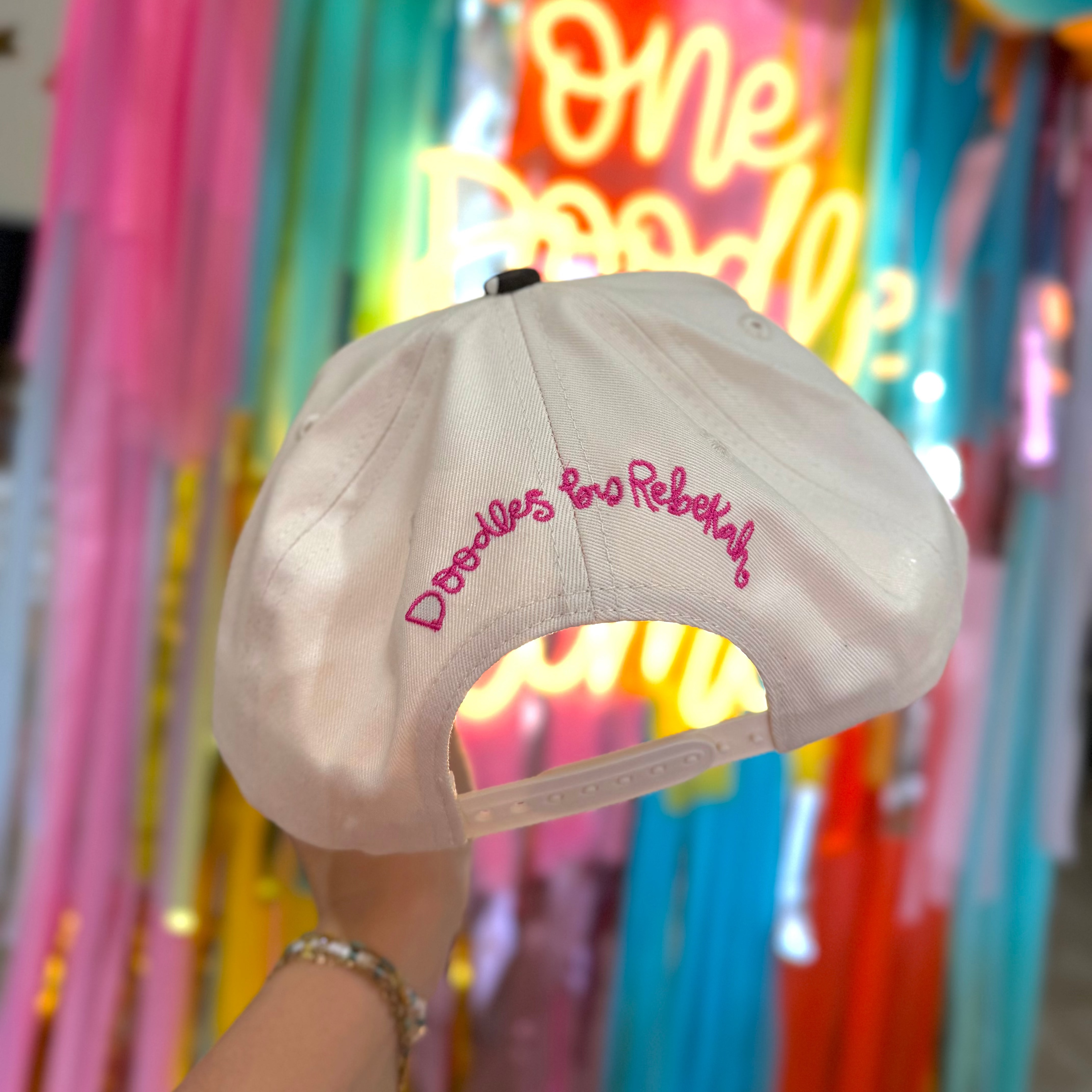 Don't Postpone Joy Embroidered Hat With Decorative Bill