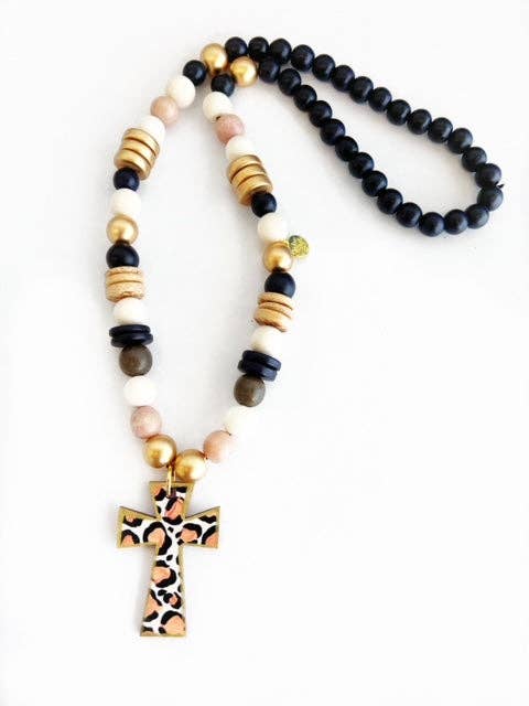 Long Beaded Cross Necklaces