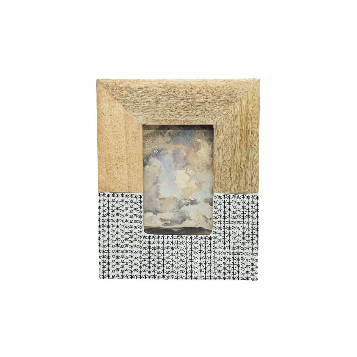 4x6 Alexander Embroidred Wood And Cotton Photo Frame Black