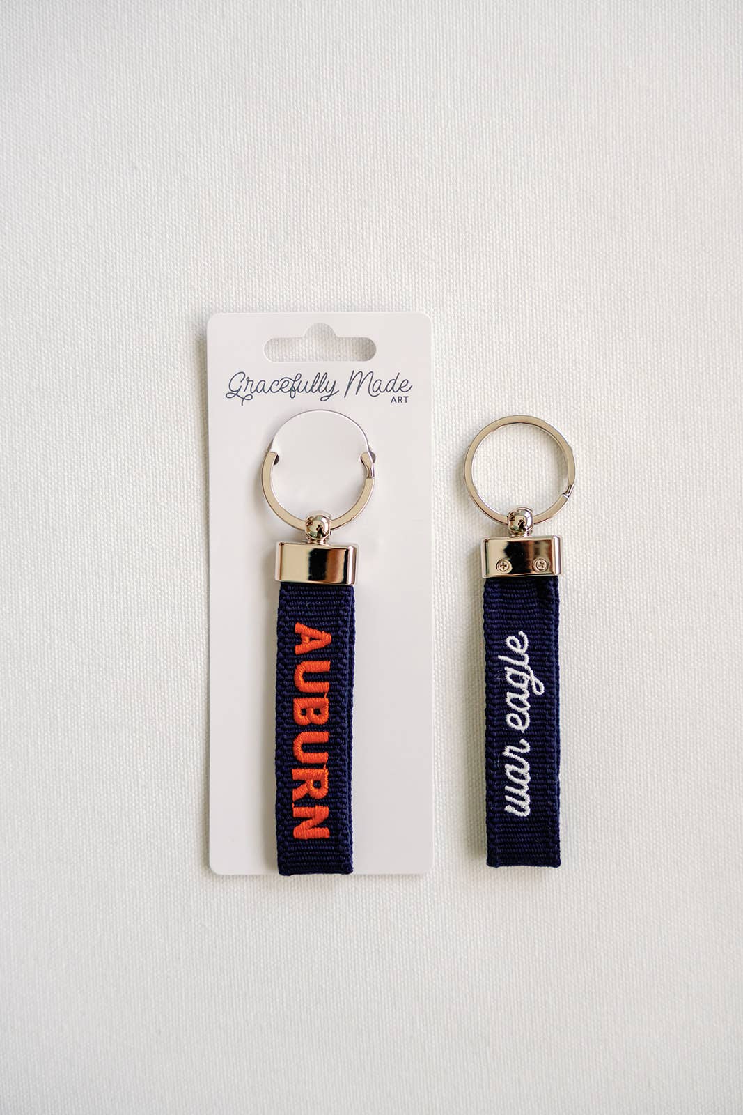 Auburn-War Eagle Embroidered Keychain