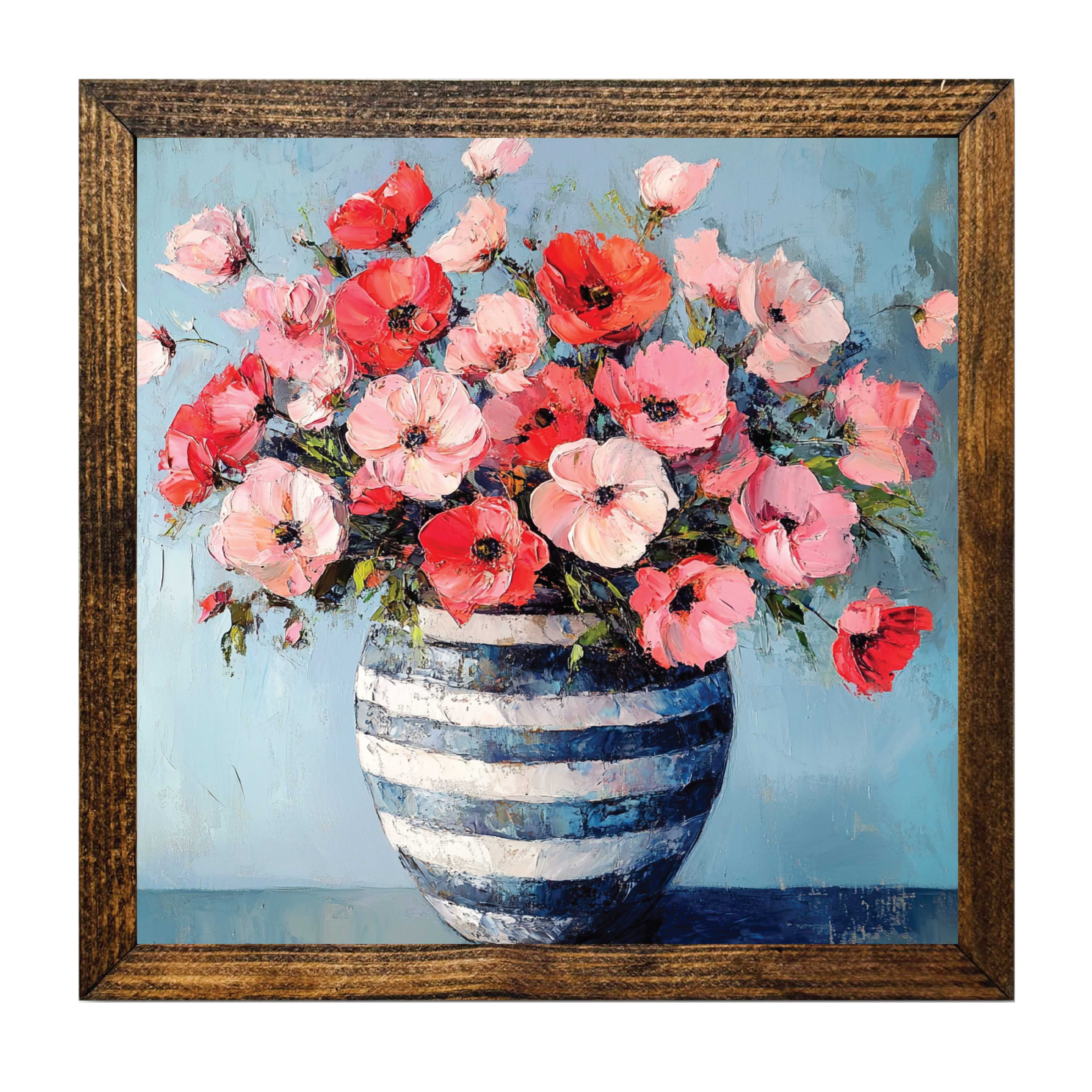 Artistic Series Timberland - Blue & Pink Flowers Striped Vase