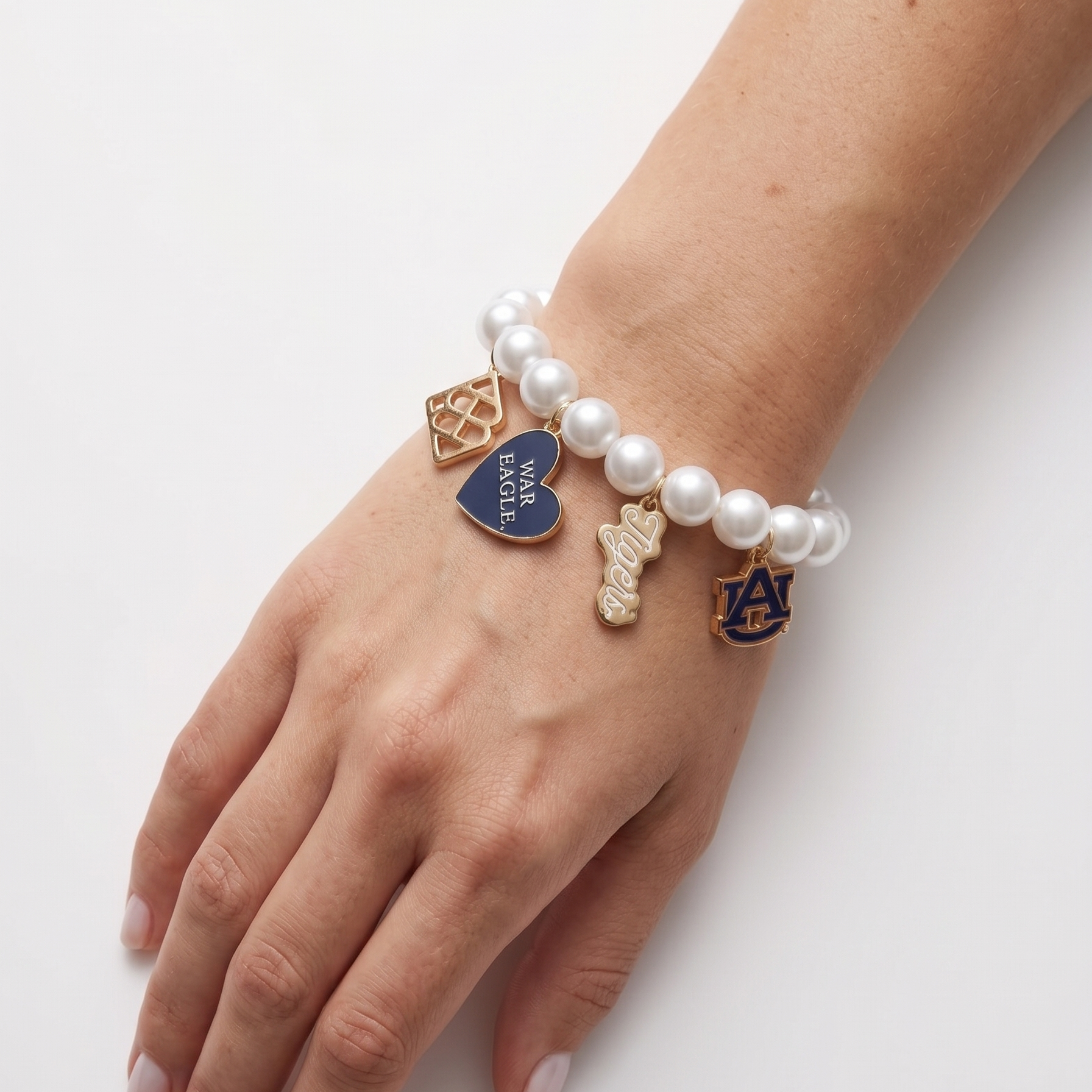 Auburn Pearl Charm Bracelet