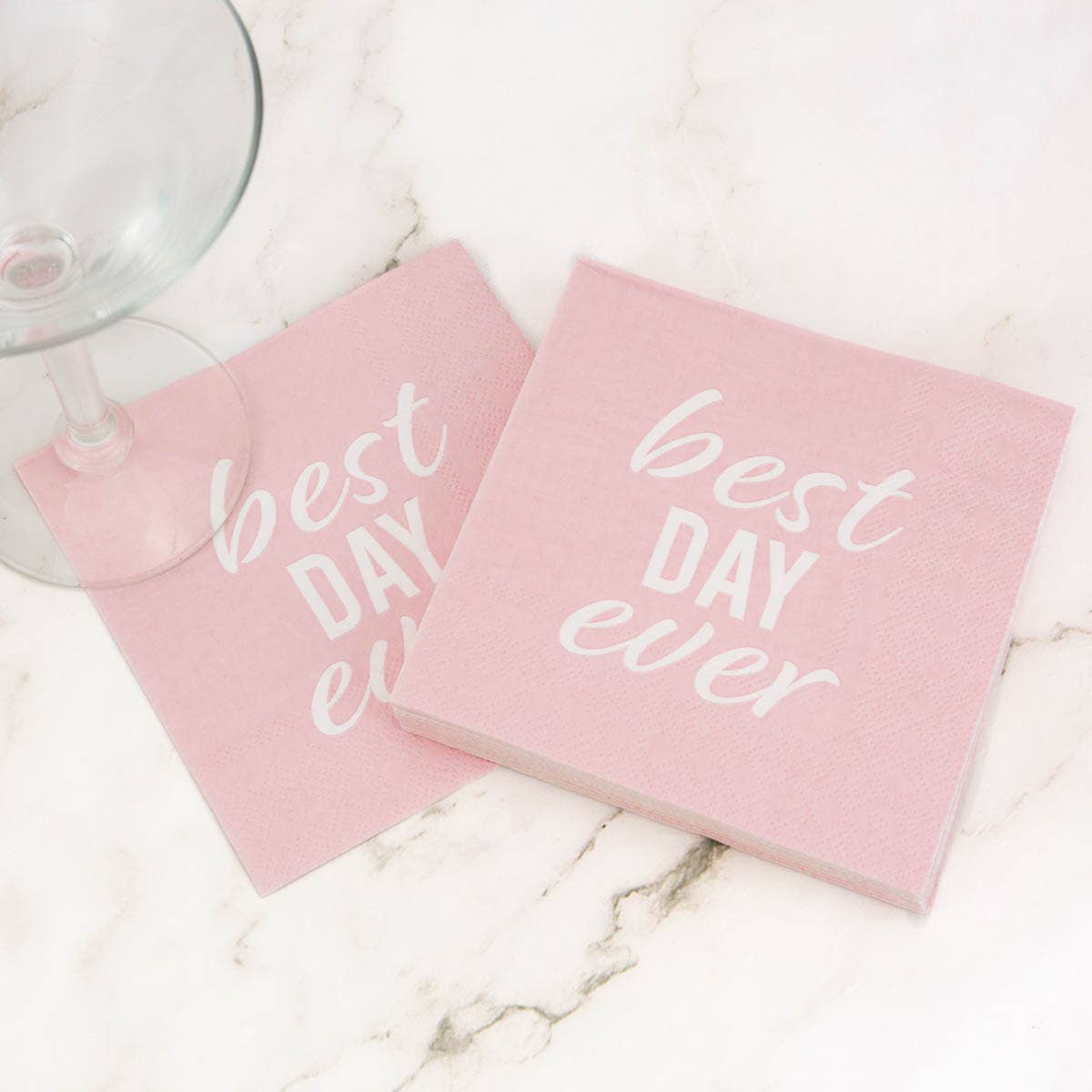 Best Day Ever Cocktail Napkins  Blush/White   5x5