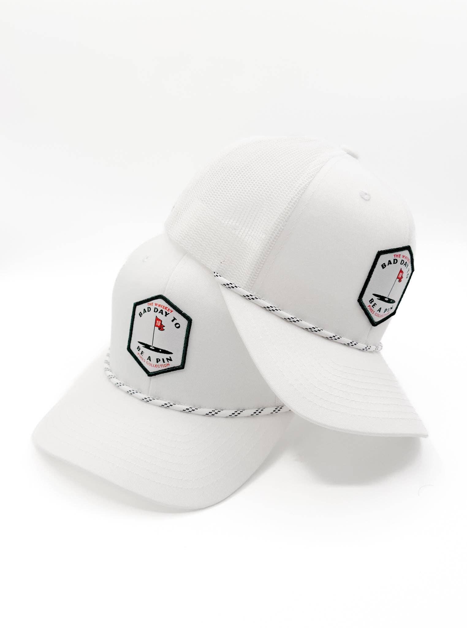All White "Bad Day to Be A Pin" Rope Trucker Hat