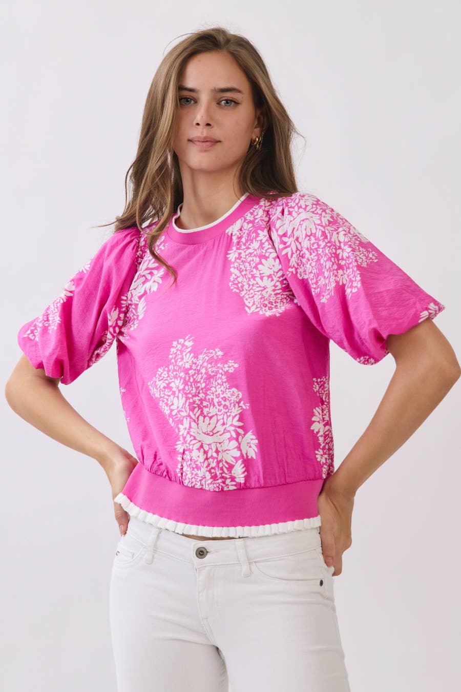 Floral Printed Textured Top