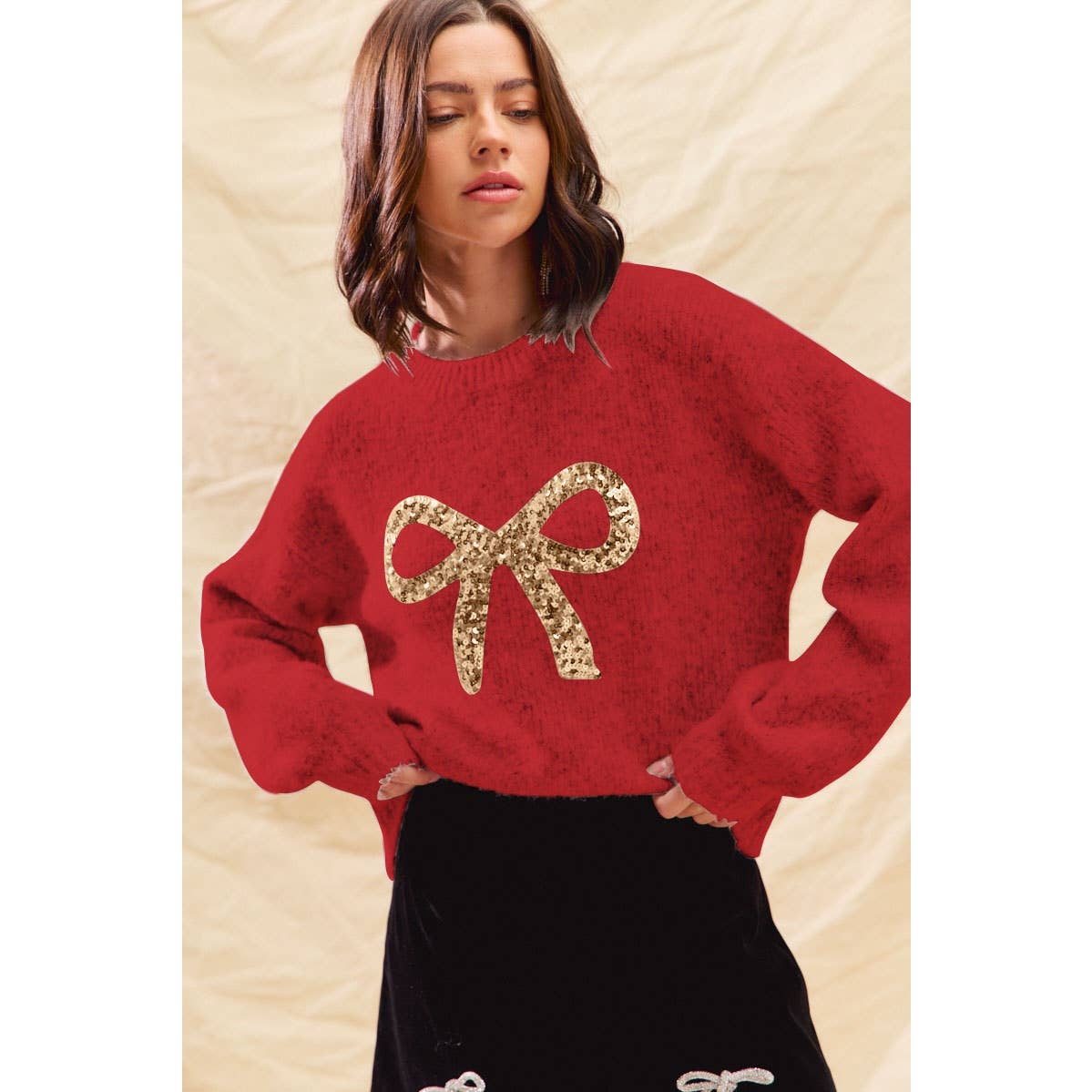 Ribbon Sequins Sweater