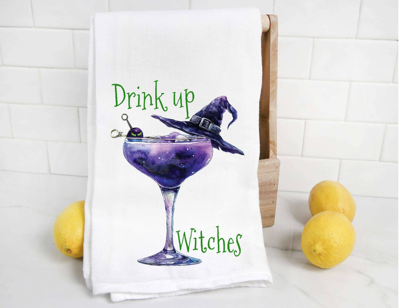 Drink up Witches Halloween Tea Towel