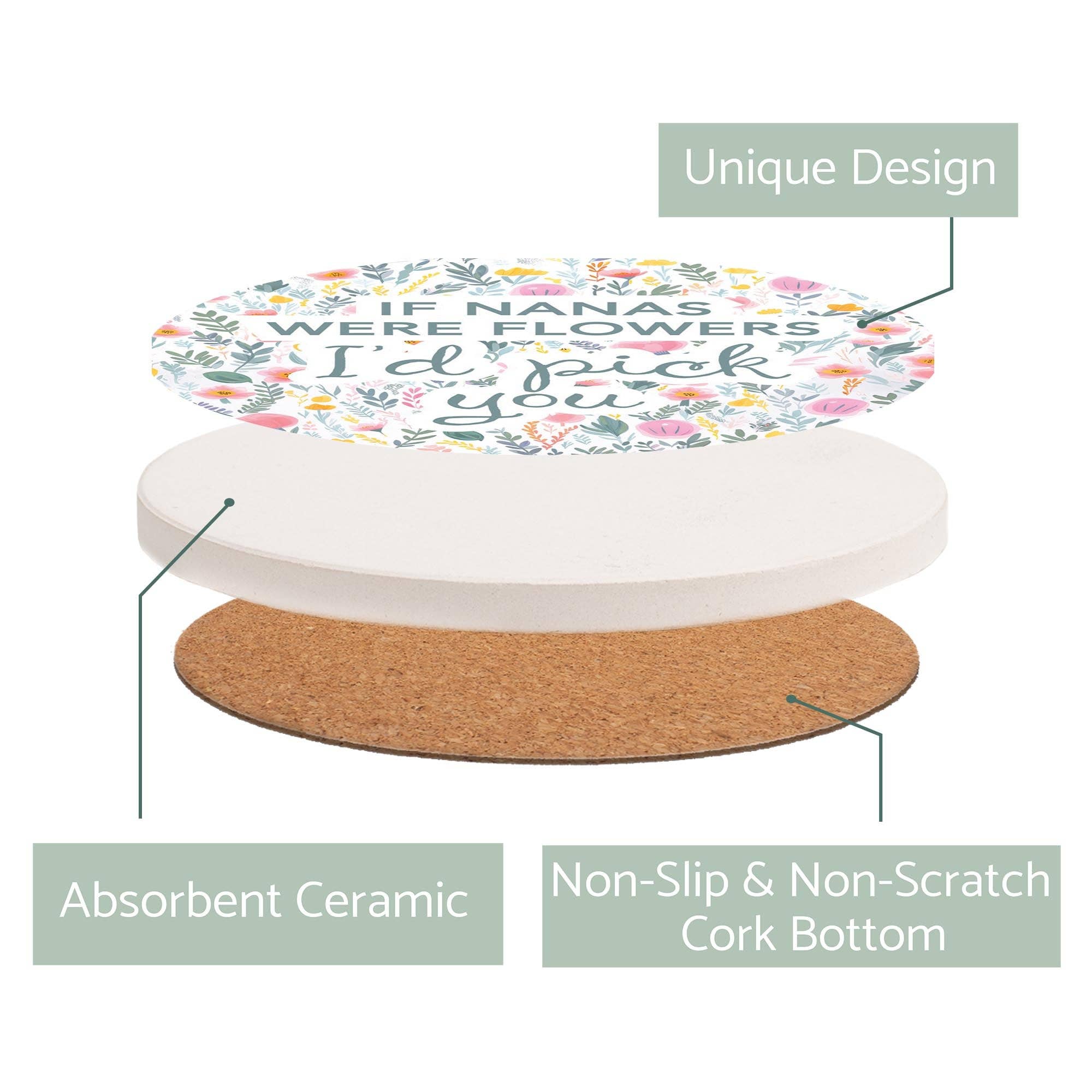 Ceramic Round Coaster-If Nanas Were Flowers I'd Pick You