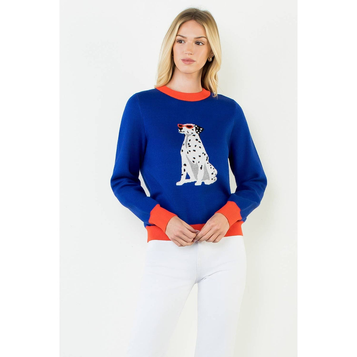 Long Sleeve Dog Print Sweater