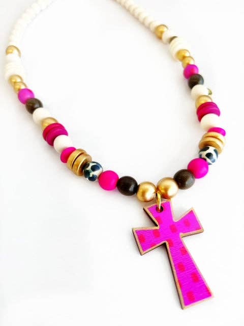 Long Beaded Cross Necklaces