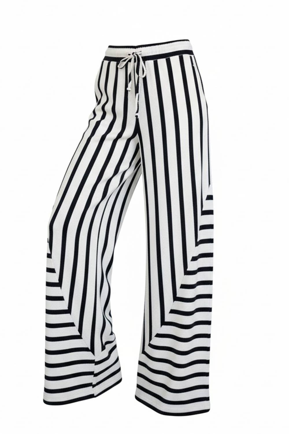 Mixed-stripe Terry Wide-leg Pants