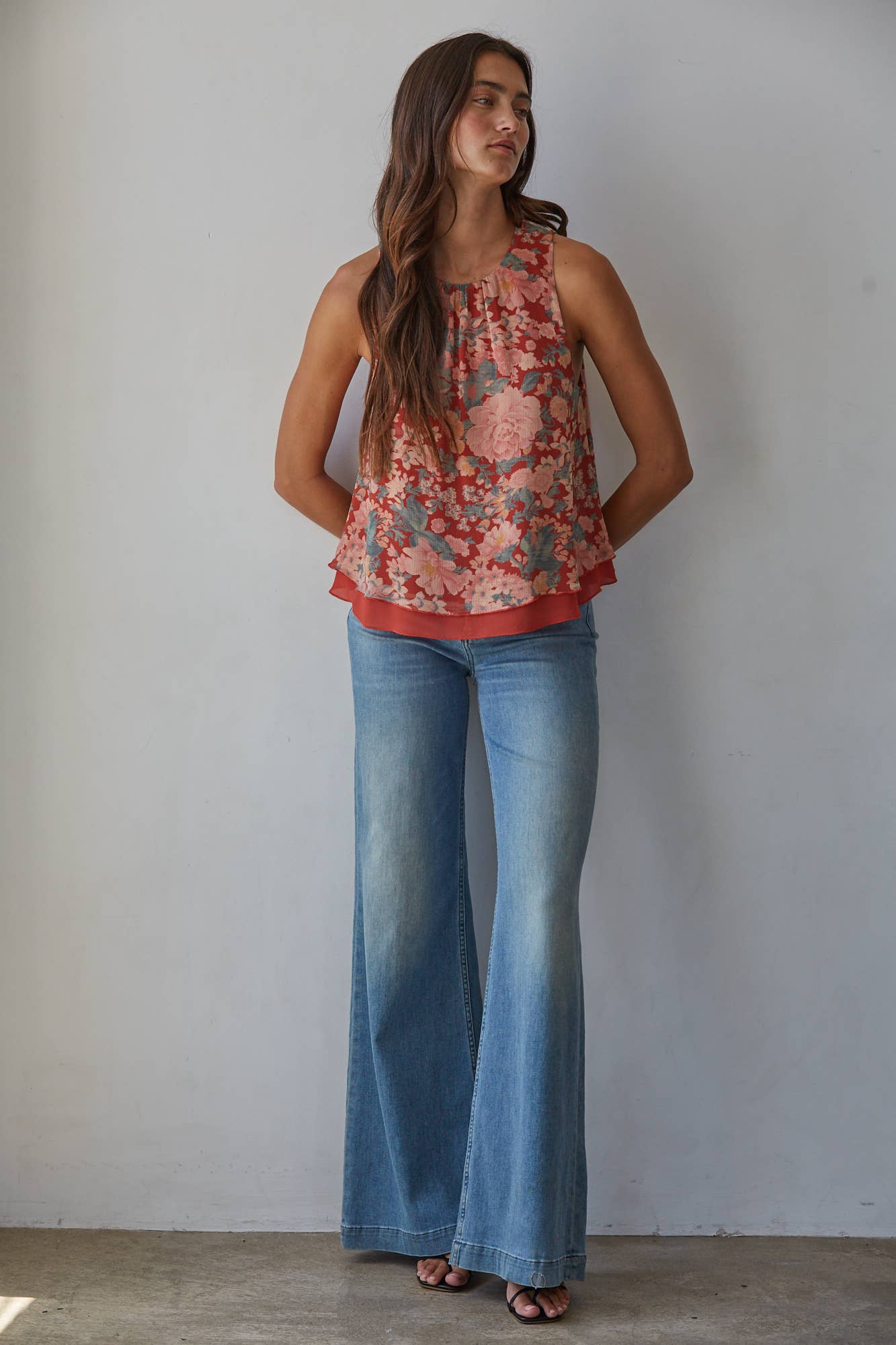 Chiffon Floral Print Sleeveless Top