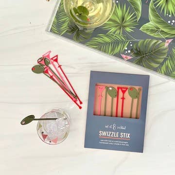 Martini and Olive Acrylic Drink Stirrer Swizzle Stix