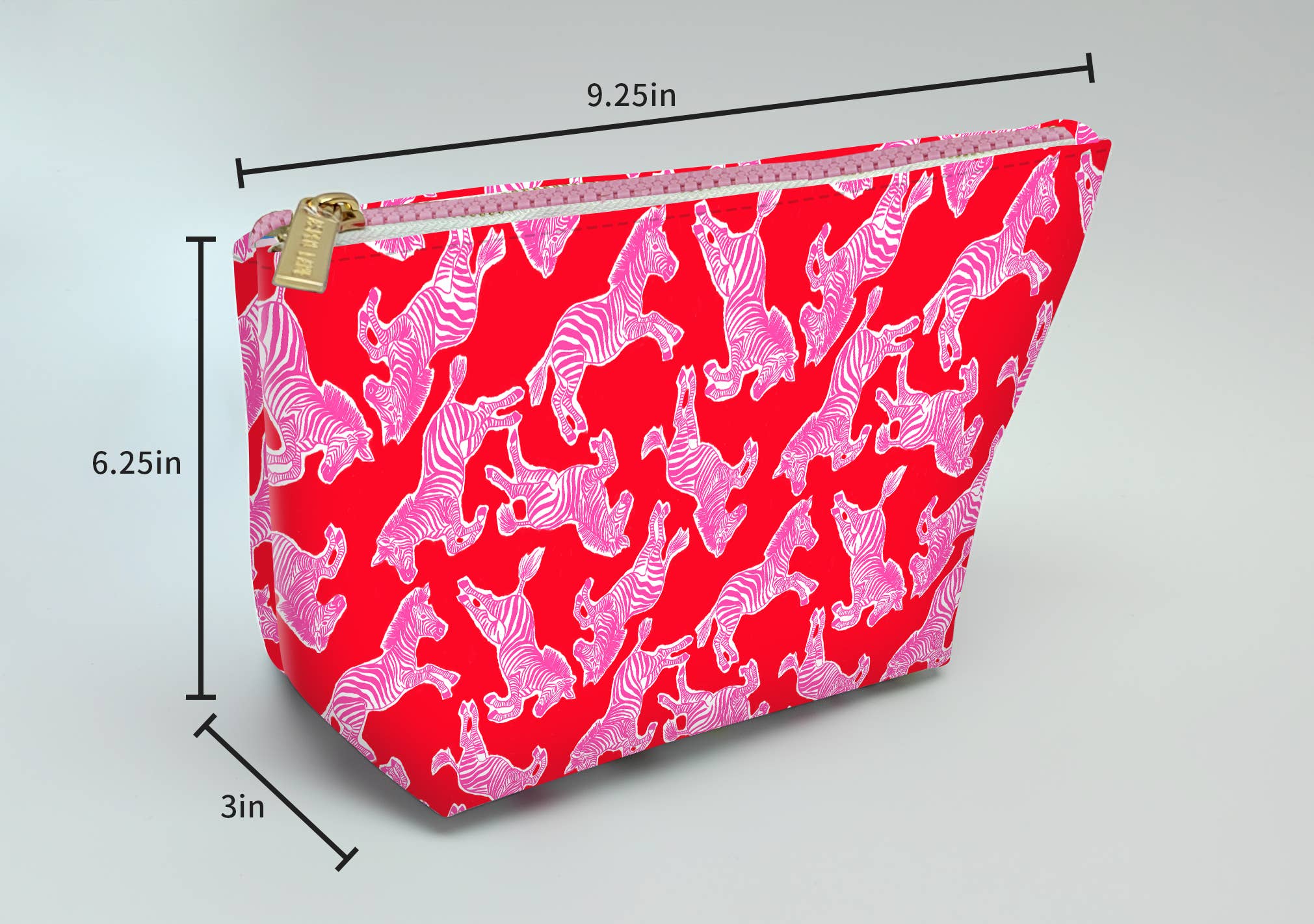 Cute preppy pouch + cosmetic bag | pink & red zebra