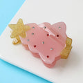 Pastel Pink Gemstone Christmas Tree Claw Clip