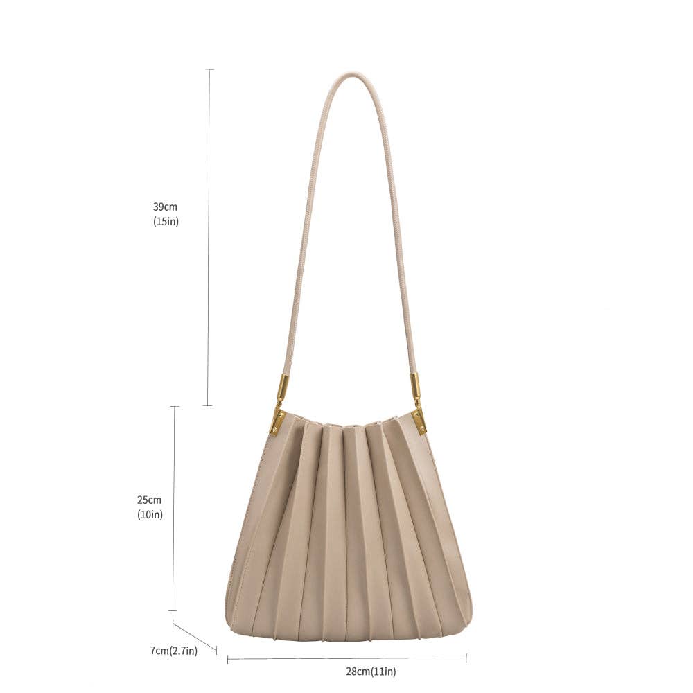 Carrie Tan Pleated Vegan Leather Shoulder Bag