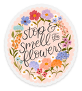Clear Stop And Smell The Flowers Sticker 2.7x3in