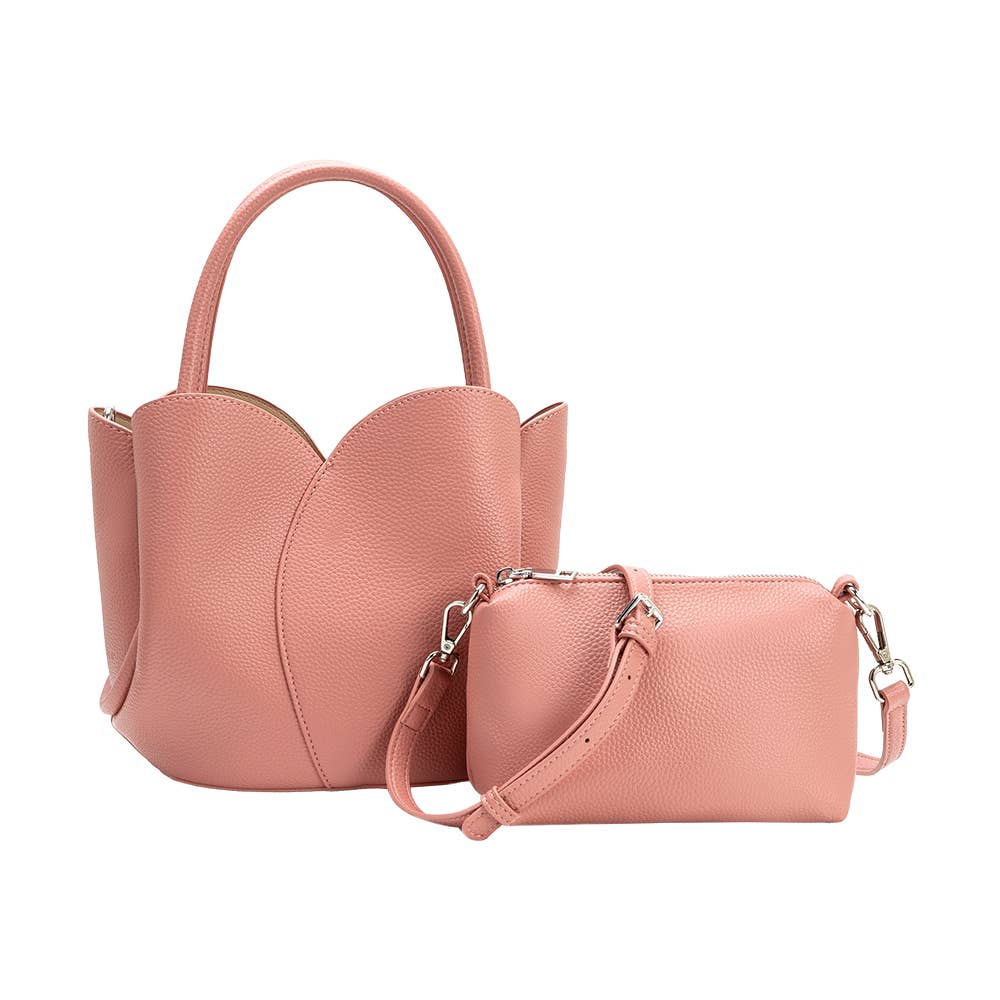 Tulip Rose Recycled Vegan Leather Top Handle Bag