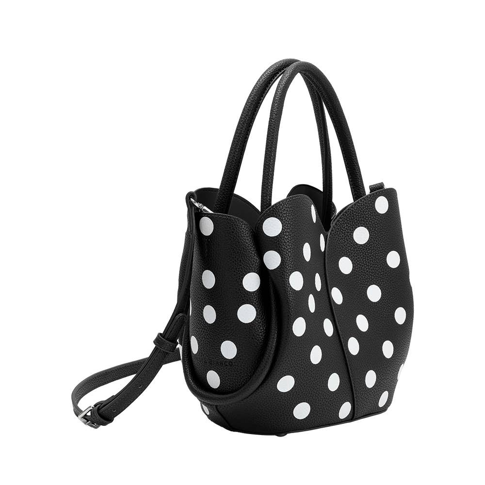 Tulip Bag Black Vegan Polka Dot