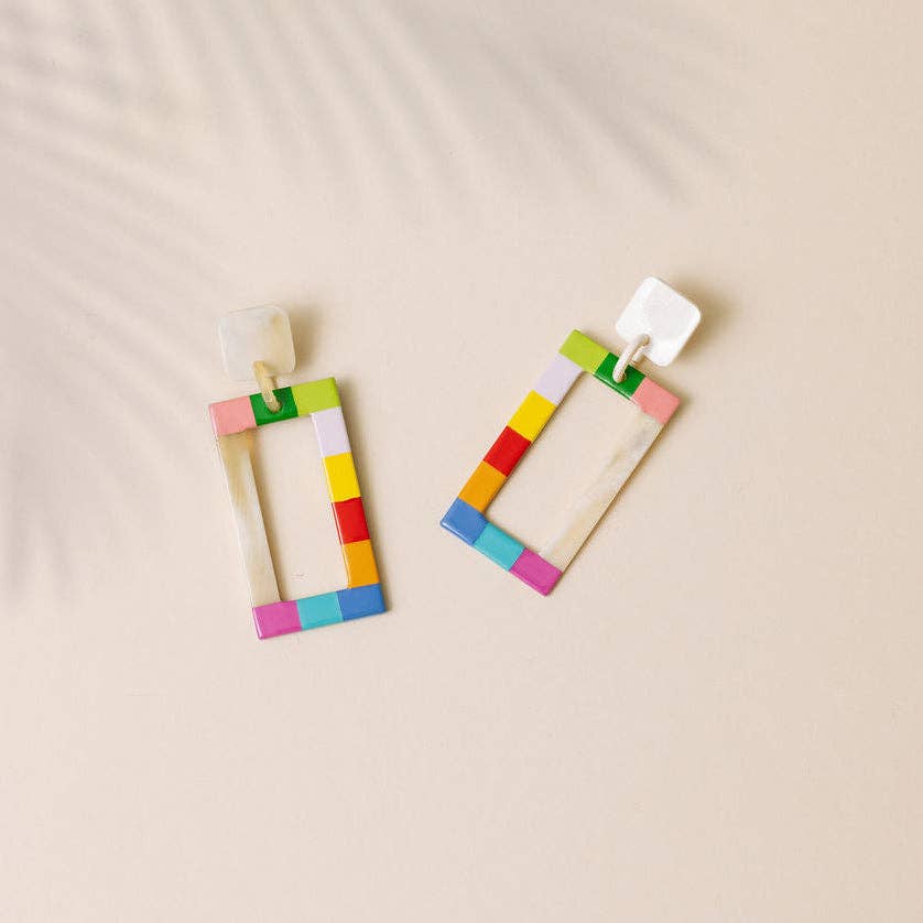 Rainbow Colorblock Earrings
