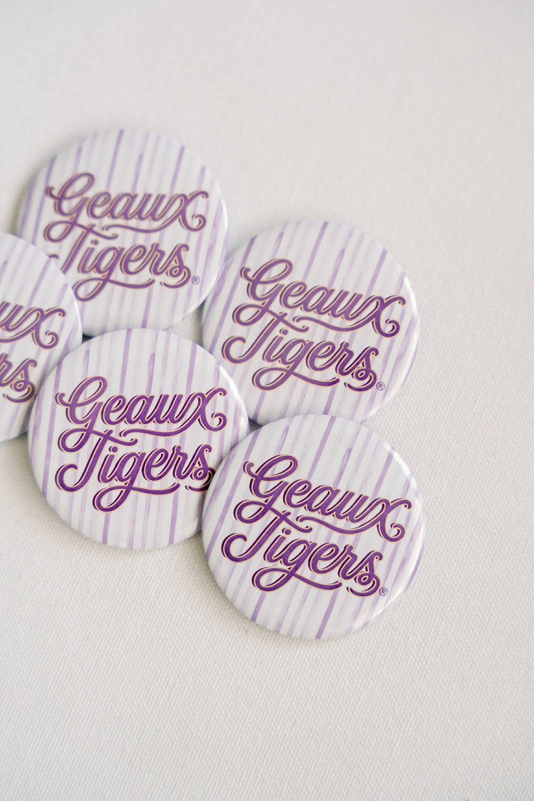 LSU Striped "Geaux Tigers" Game Day Button